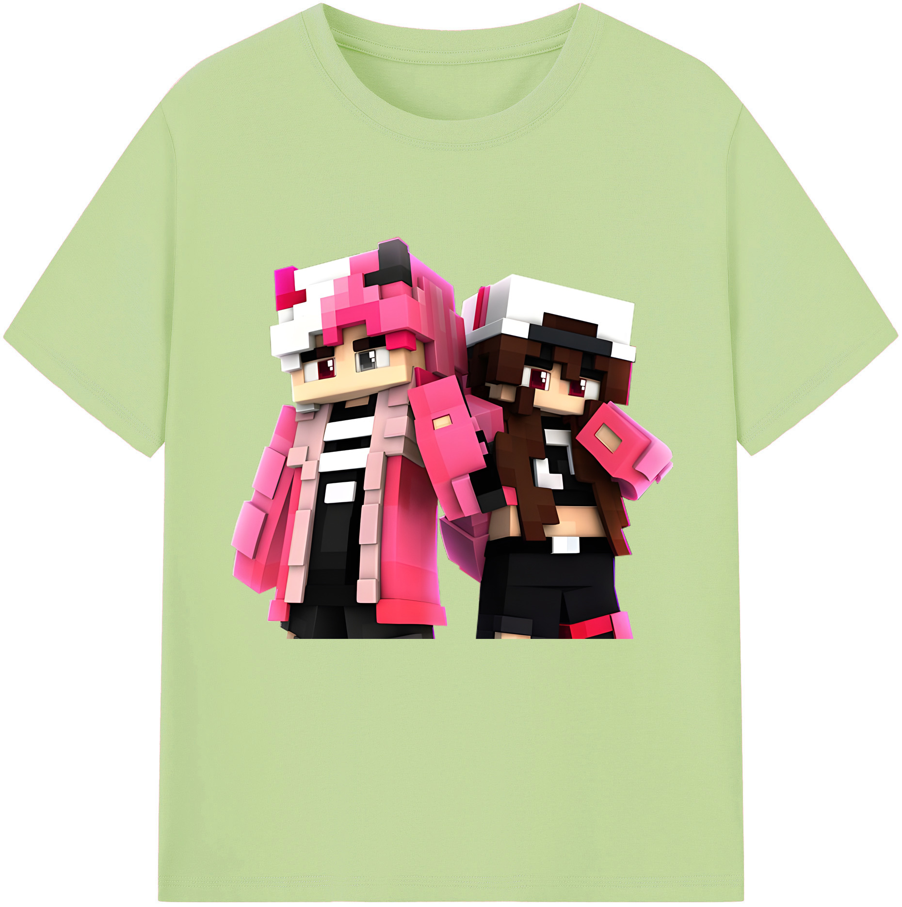 （画像用） マインクラフト ブロックの世界 Minecraft MC Block world 綿100％半袖Tシャツ（フロントプリント）